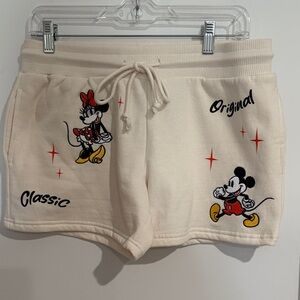 Disney Cream Athletic Shorts with Cartoon Characters